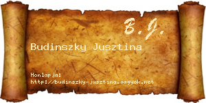 Budinszky Jusztina névjegykártya